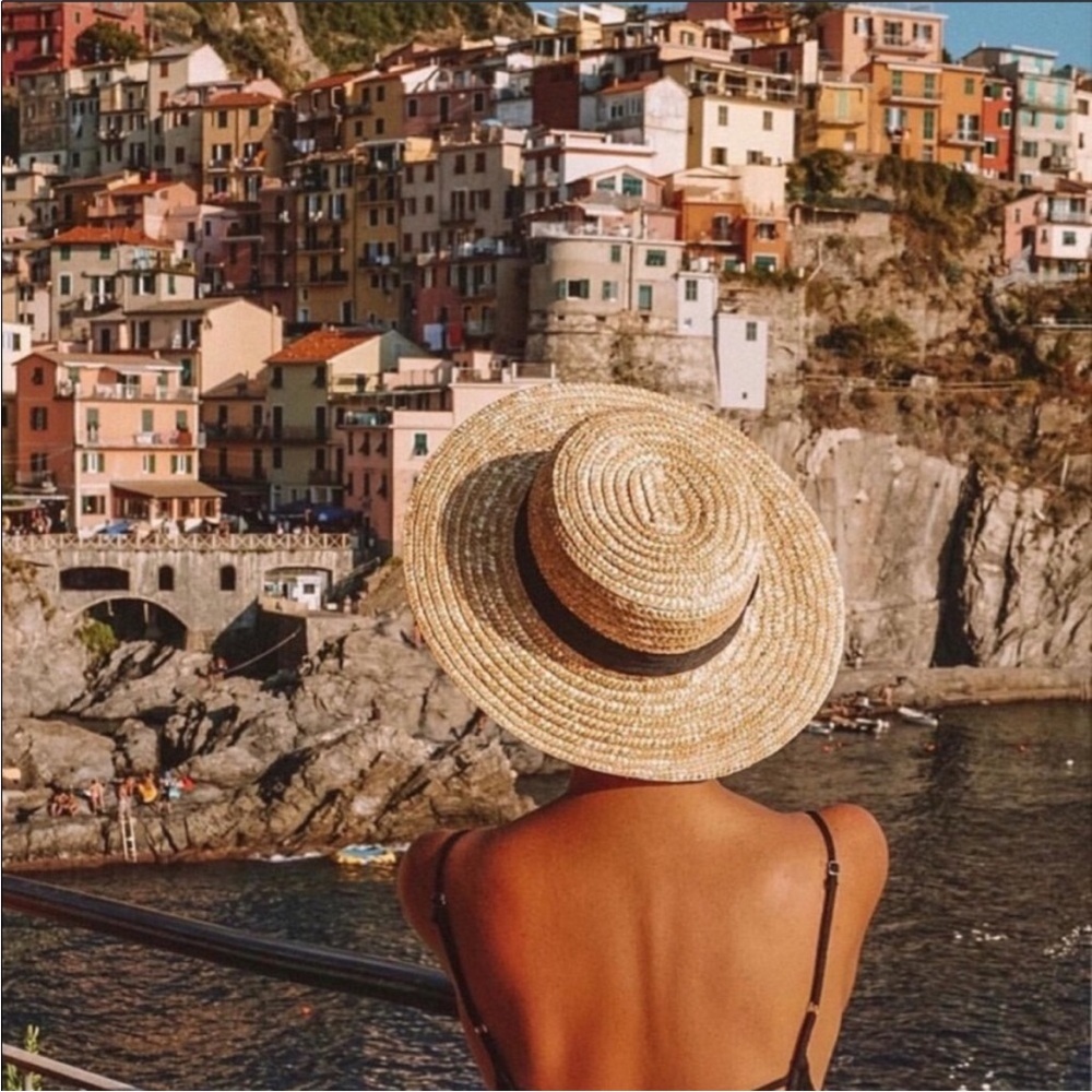 Lack Of Color Straw Hat with Black Band - Picture 2 of 9